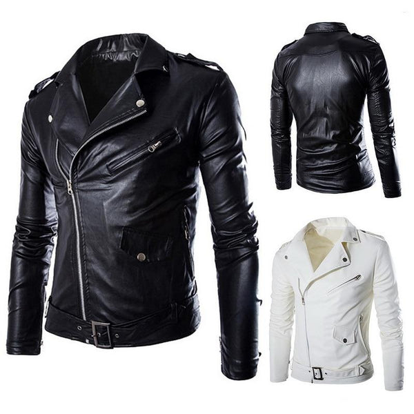 2019 Brand Autumn Spring Casual Zipper Leather Jacket