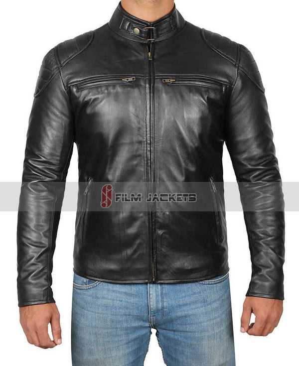 Black Cafe Racer Motorcycle Jacket